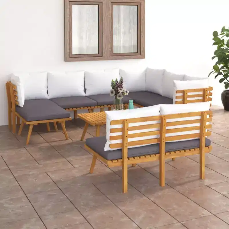 vidaXL Patio Lounge Set Sectional Sofa Set with Cushions Solid Wood Acacia