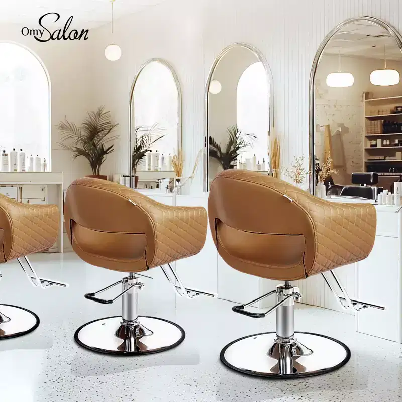 Karl Home Eye-catching Rhombus Stitch Pattern Extra Wide Seat Hair Stylist Salon Chair