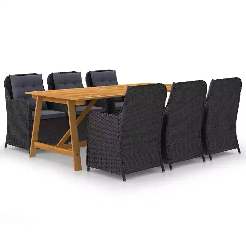 vidaXL Dining Set Black, Dark Grey