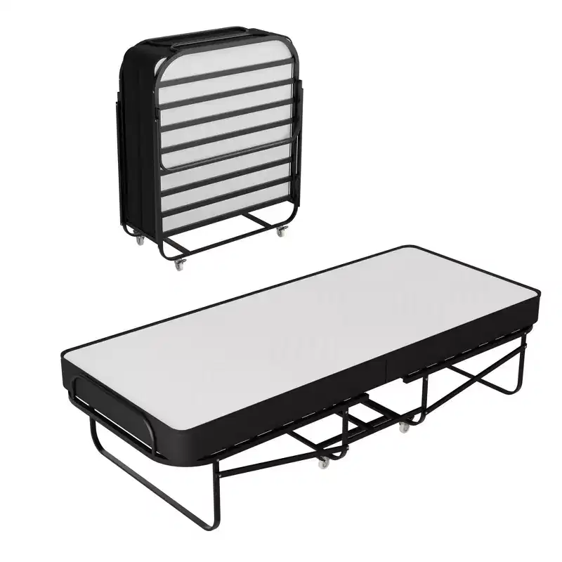 Continental Sleep, 16-Inch Rollaway Folding Cot Bed with 5 Memory Foam Mattresses, Sturdy Metal Folding Frame, Great for Adults and Kids