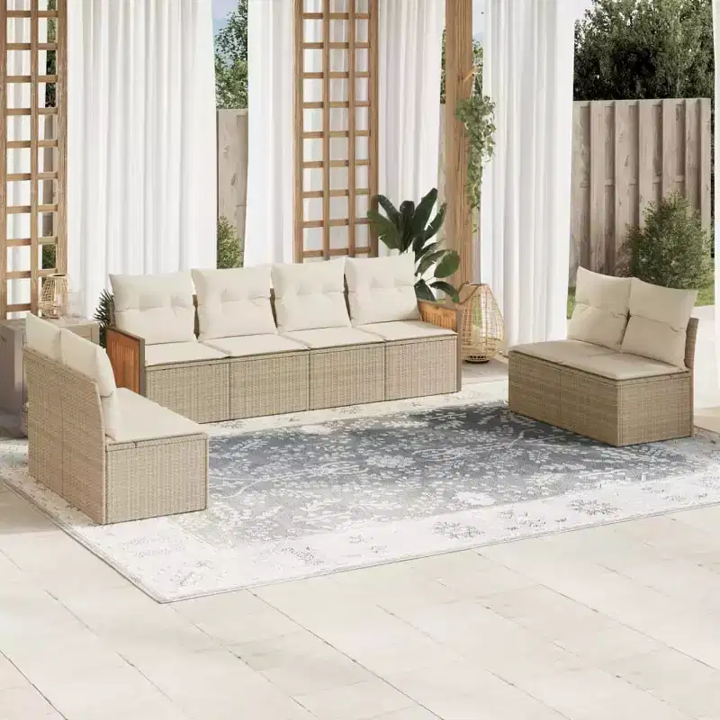 vidaXL Garden Sofa Set PE rattan, powder-coated steel Large