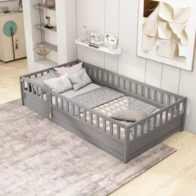 Single-Occupant Low-Platform Bed with Integrated Design, Ultra-Secure Barrier, and Door