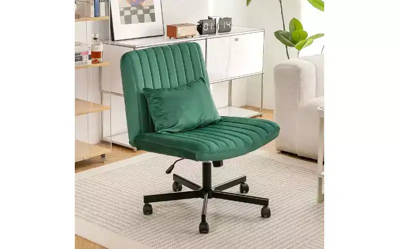 Modern Linen Swivel Criss Cross Chair, Ergonomic Office Chair, Height Adjustable Home Office Desk Chair, Versatile Armless Chair with Wheels