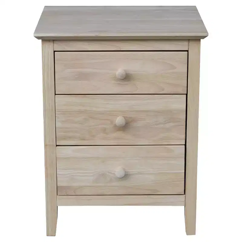 Smith Nightstand with 3 Drawers - Unfinished - International Concepts