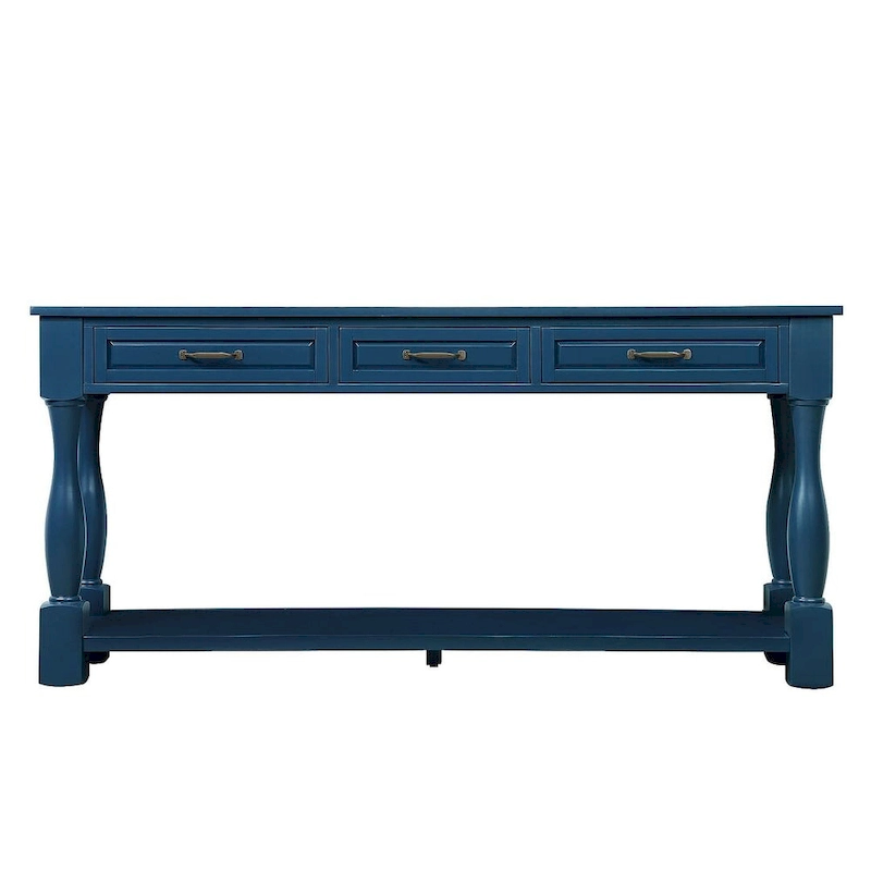 63 Solid Wood Console Table with 3 Drawers and 1 Bottom Shel