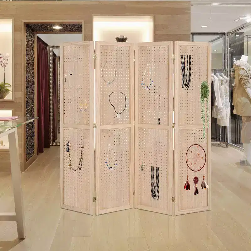4-Panel Wood Frame Room Divider