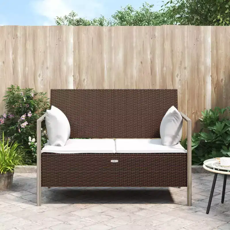 vidaXL Garden Bench Black PE rattan 2-Seater Garden Bench Rectangular