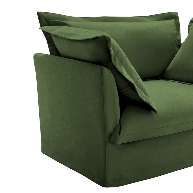 120 Chenille L-Shaped Sectional with Convertible Ottoman & 2 Pillows and 3-Seater Cloud Couch