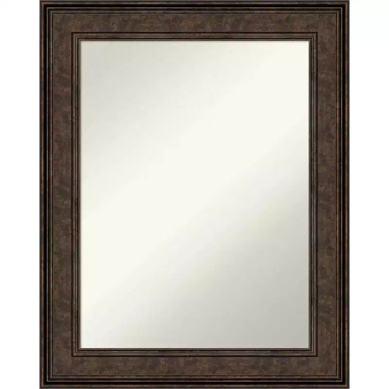 24" x 30" Non-Beveled Ridge Bronze Bathroom Wall Mirror - Amanti Art: Rectangle, Polystyrene Frame, Wall Mounted