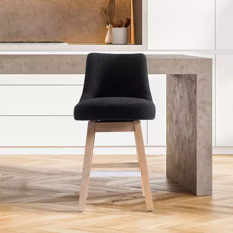 WestinTrends 26 Upholstered Swivel Counter Height Bar Stool, Black