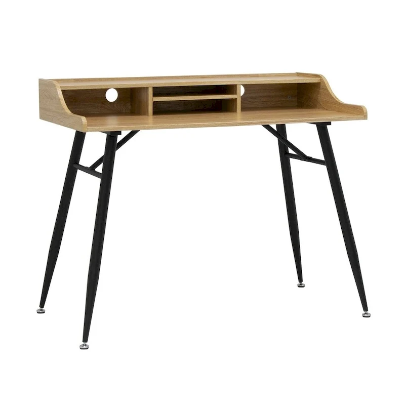 Calico Designs Woodford 45 Wide Modern, Secretary, Writing, Desk with Low Storage Hutch and Metal Tapered Legs