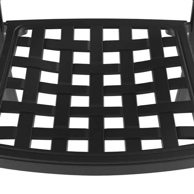 Set of 4 Cast Aluminum Patio Dining Chairs, Black Rust Resistant Frame with Water Resistant Cushions