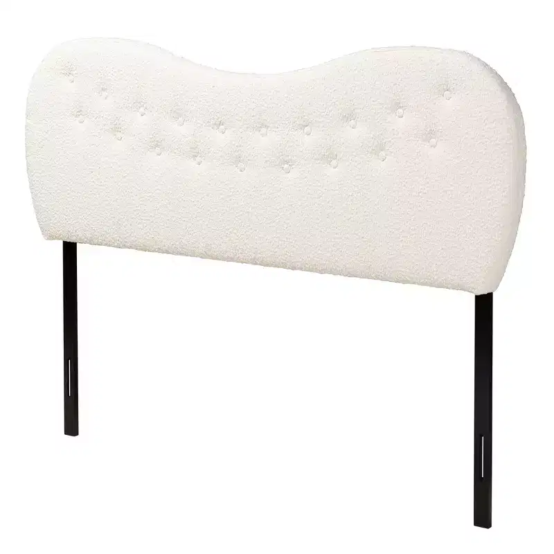 Cream Boucle Fabric Queen Size Headboard