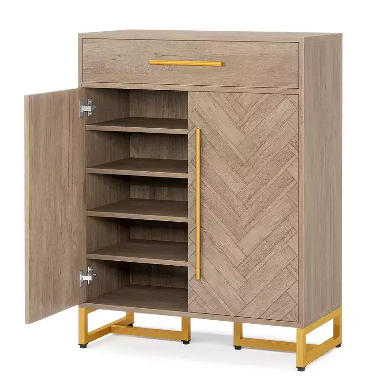 Shoe Cabinet with Doors and Drawer, Modern Shoe Rack, Holds 20 Pairs