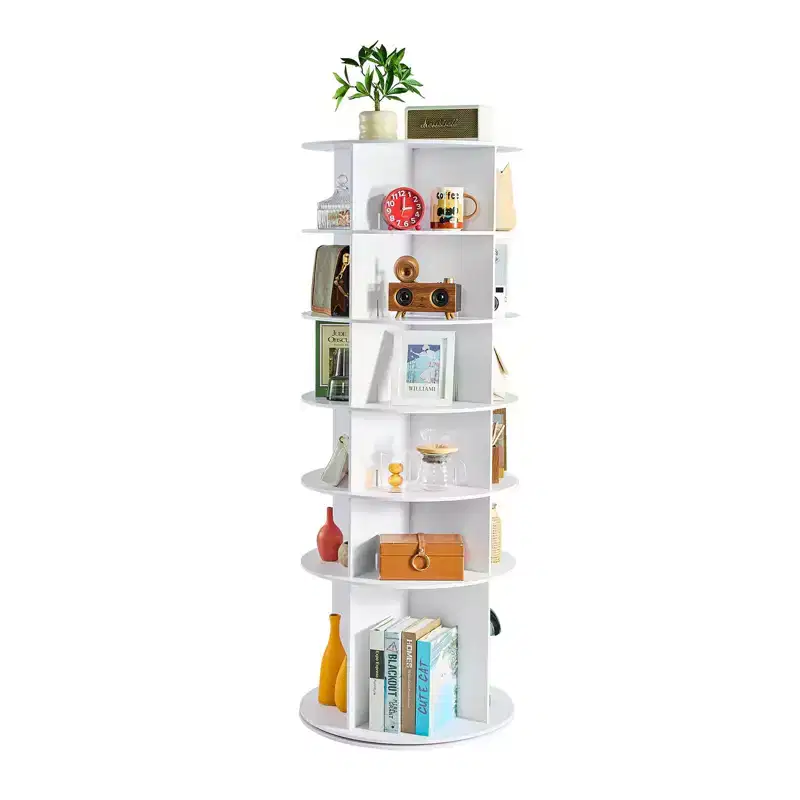 6-Tier 360 Degree Rotating Shoe Rack Tower, Spinning Round Carousel Lazy Susan Shoe Organizer for Bedroom, Entryway and Closet, White