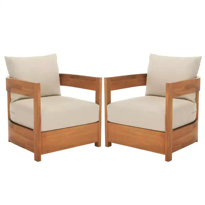 Kento Armchair Indoor/Outdoor (Set of 2) - PAT7097 - Natural/Taupe - Safavieh