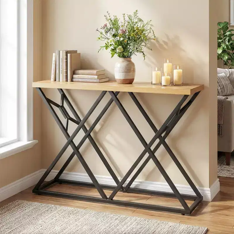 Metal & MDF Console Table with X-Frame, 55
