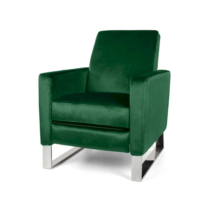 Modern Velvet Recliner w/ Steel Legs by