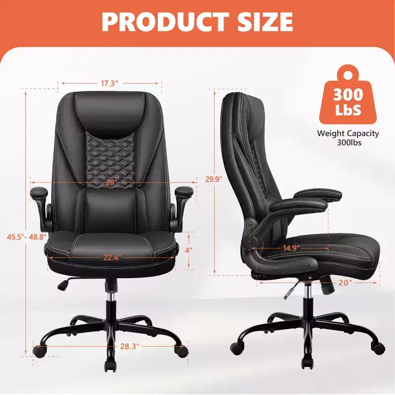KERDOM Adjustable Office Desk Chair, Ergonomic Executive Chair with Padded Headrest and Armrests