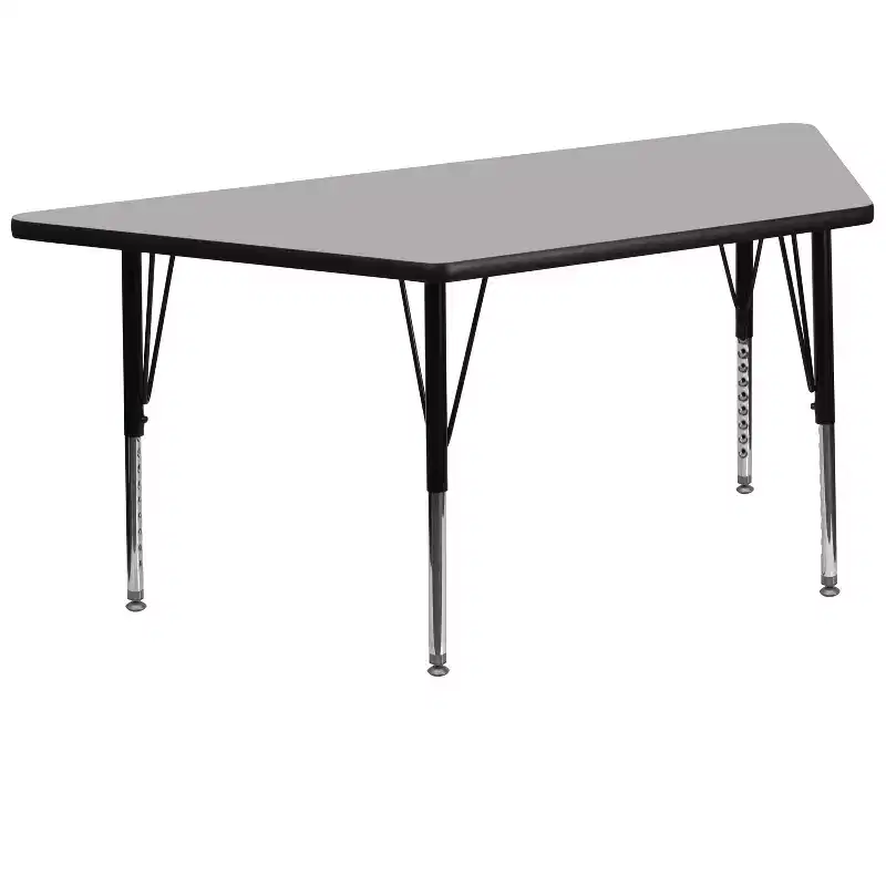 Flash Furniture 29''W x 57''L Trapezoid Thermal Laminate Activity Table - Height Adjustable Short Legs
