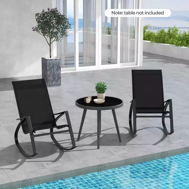 Costway 2 PCS Patio Rocking Chairs w/ Ergonomic Backrest Seat Safe Stoppers for Backyard