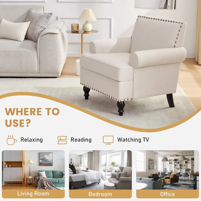 Huimo Modern Nailhead Accent Chair Arm Chairs Set of 2