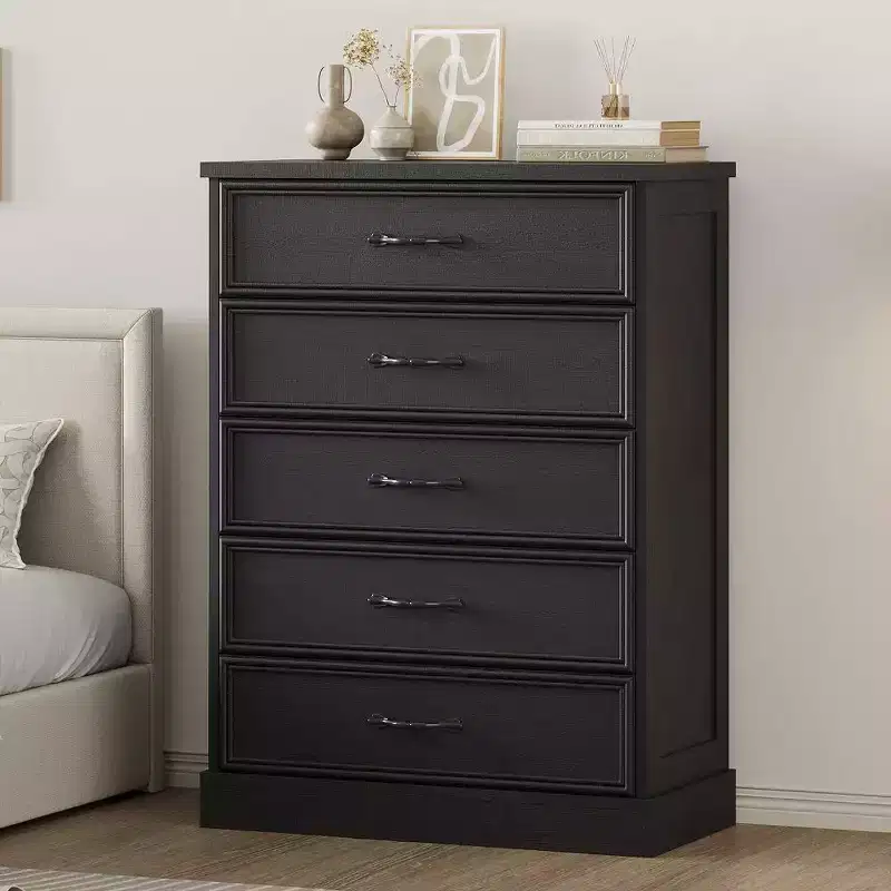 Farmhouse 5-Drawer Dresser, 42.7 Tall Chest with Sturdy Base for Bedroom, Living Room and Nursery