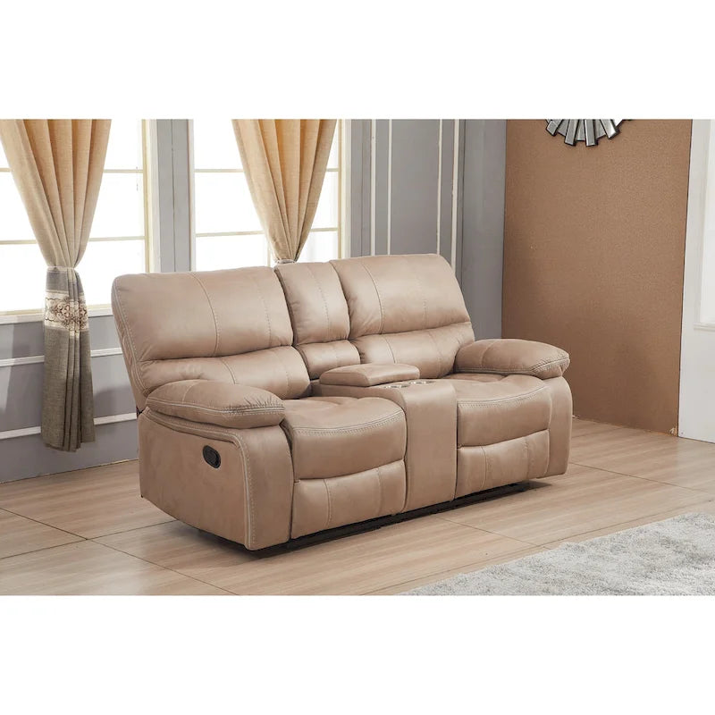 Microfiber Manual Rclining 2-seat Loveseat with Console 8007