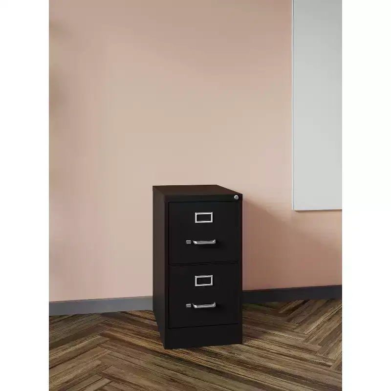 Hirsh 2 Drawer Vertical File Cabinet 22" Black: Steel Frame, GreenGuard & ANSI/BIFMA Certified, No Assembly Required
