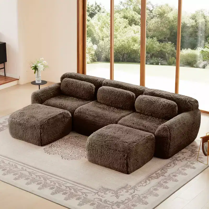U-shaped Boneless Sofa,32D HD Sponge,Anti-Slip Bottom,With Chaise,Free Combination,Vacuum Packaging,Deep Seat for Bedroom/Study/Home Theater