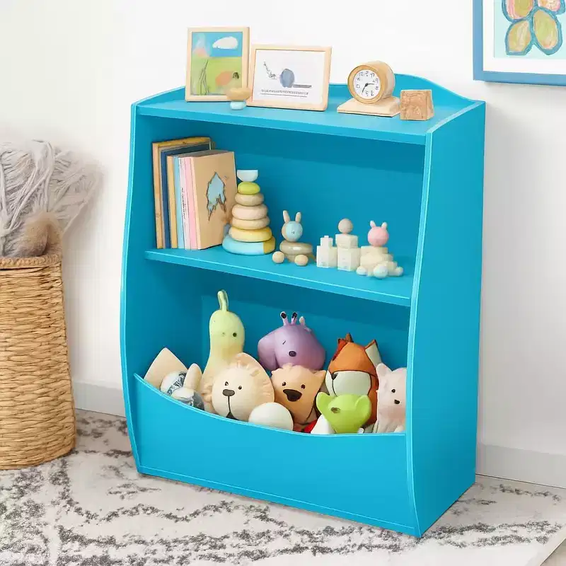 Kids Bookshelf,Book Storage Organizer,2-Tier Kids Bookcase with Open Compartments for Bedroom,Livingroom,Playroom