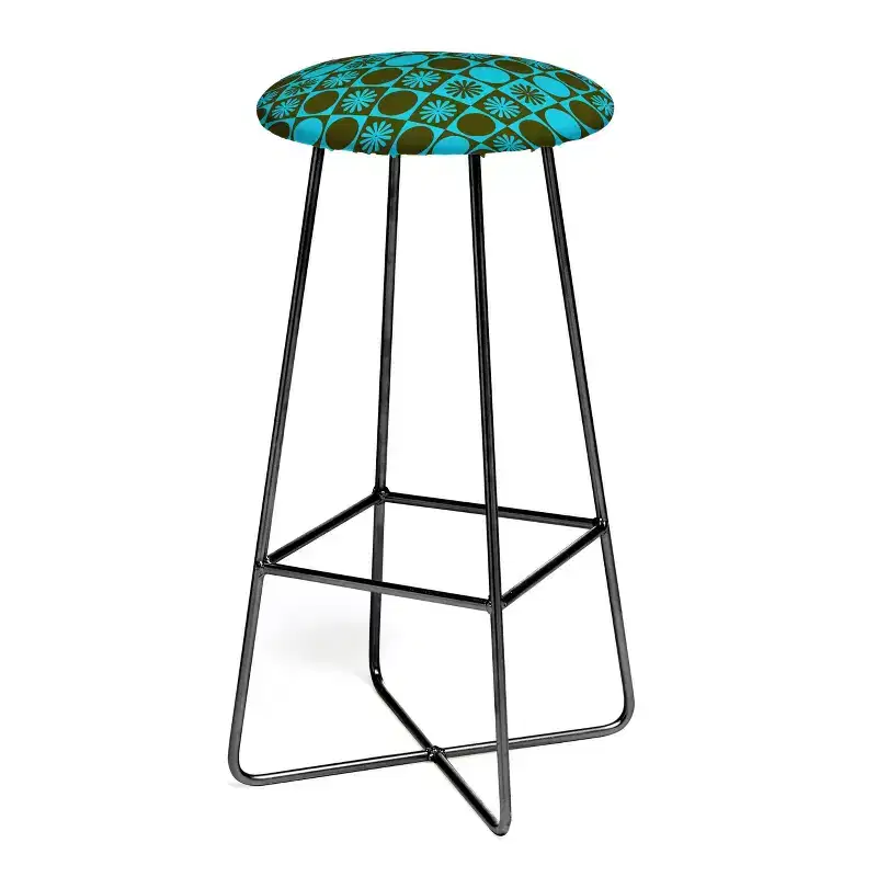 Gnome Apple Retro Checkered Pattern Muted Barstool - Deny Designs