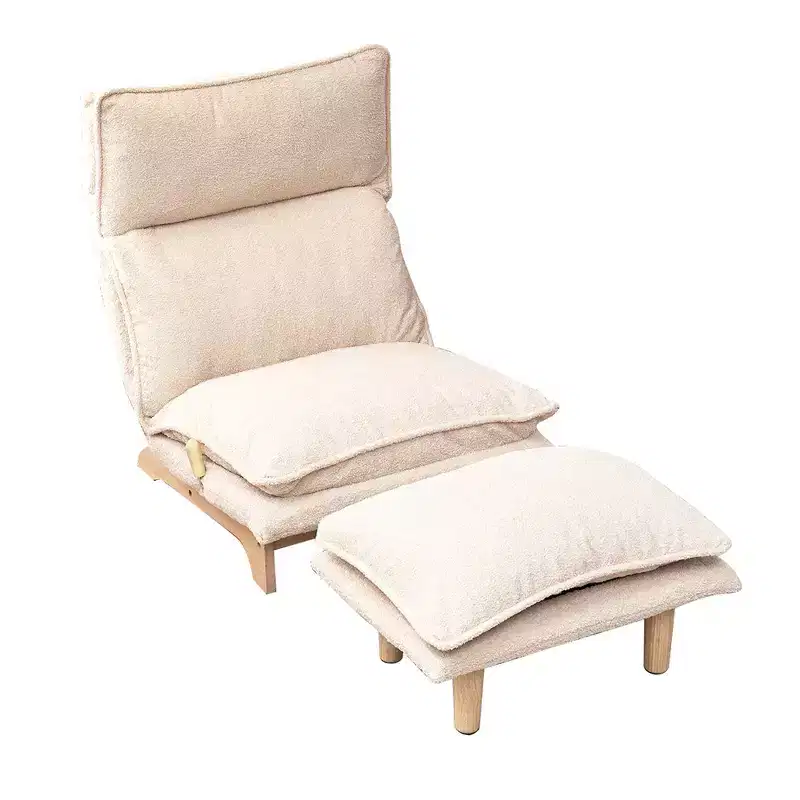 Floor Chair Single Sofa, Reclining Chair with Footstool, Leisure Single Sofa With Adjustable Backrest, Reading Chair For Bedroom Living Room
