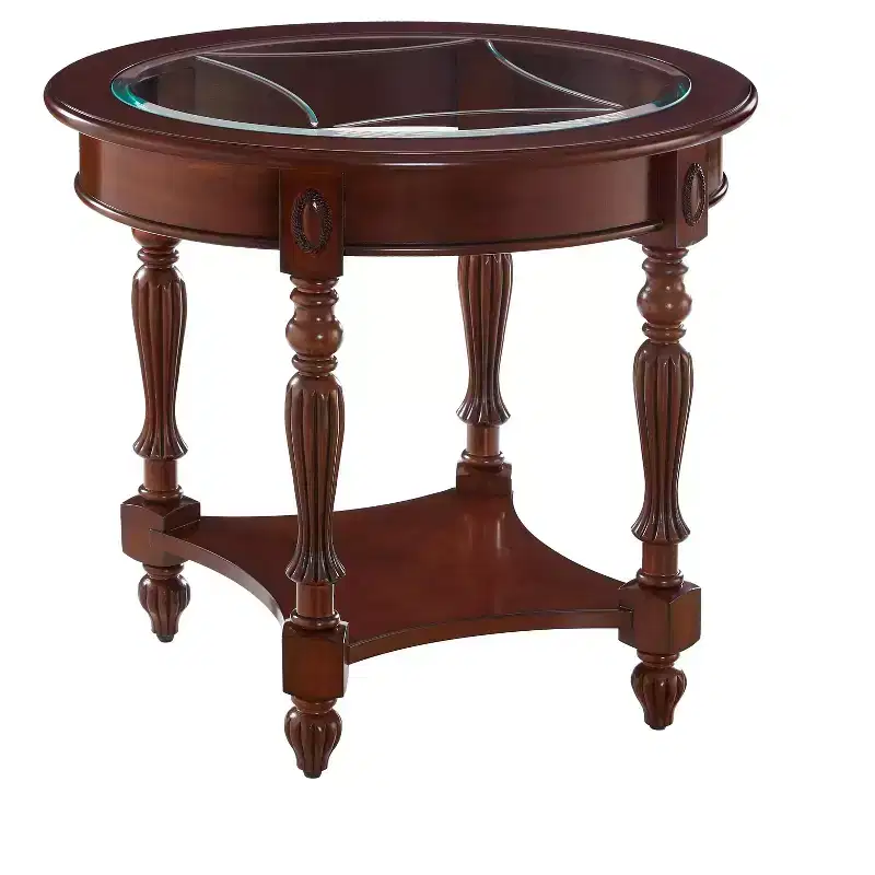 EHMKNP Oval Classic Solid Wood End Table with Glass Top