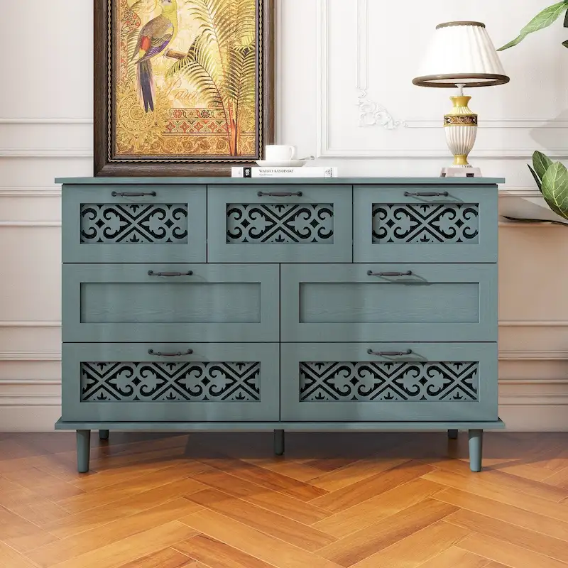 7 Drawer Cabinet,With Black Metal Handle