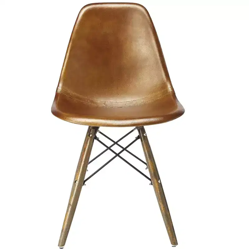 HomeRoots 18 Brown And Copper Faux Leather Side Chair