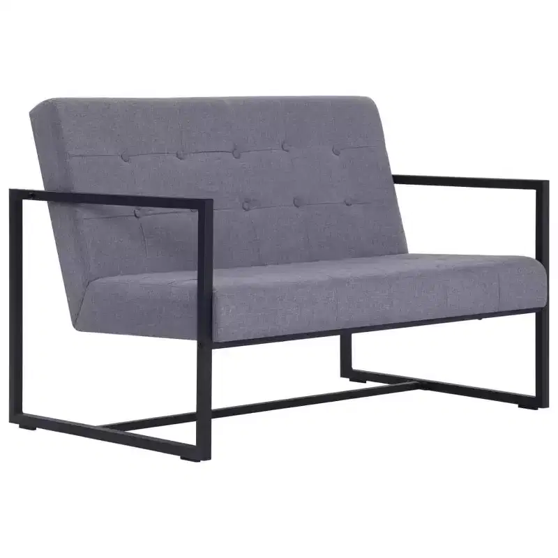vidaXL 2-Seater Sofa with Armrests - Dark Gray and Black