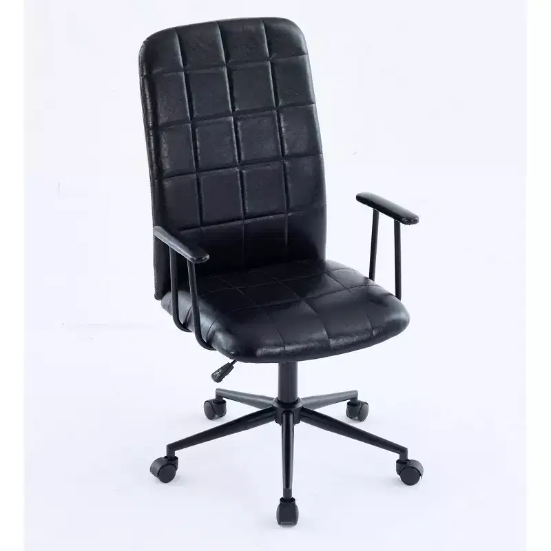 Modern Antique PU Leather Office Chair with High Backrest & Wheels, Ergonomic Swivel Task Chair for Home Office & Living Room