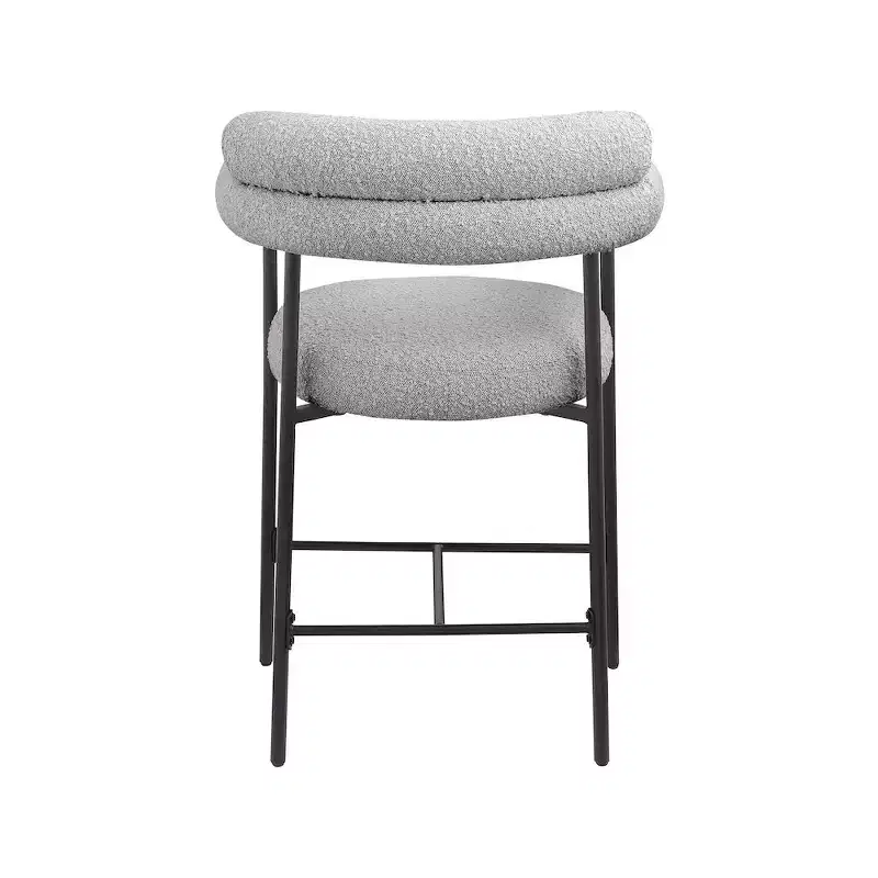 Meridian Furniture,Blake Grey Boucle Fabric Counter Stool, Set of 2