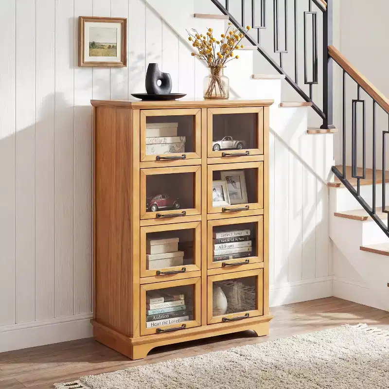 Christopher Knight Home Bradley Modern Farmhouse Wood Storage Cabinet with 8 Glass Doors