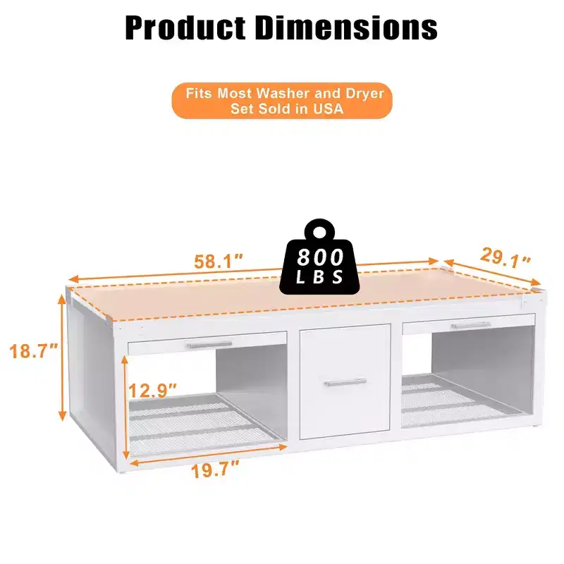 GDLF Washer and Dryer Pedestals, Universal Washer and Dryer Stand with Pull-Out Shelf,White