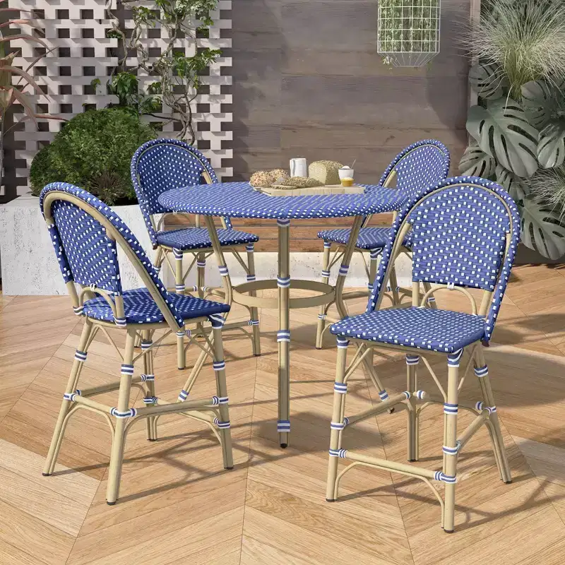 Franco 5pc Counter Height Patio Dining Set - miBasics: Outdoor Aluminum Barstools & Table Set, Water-Resistant