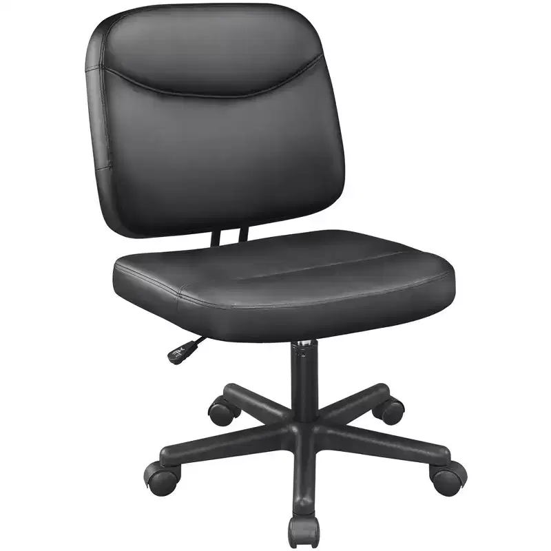 Armless Office Chair Mid-Back Task Chair, Adjustable Desk Chair, Black