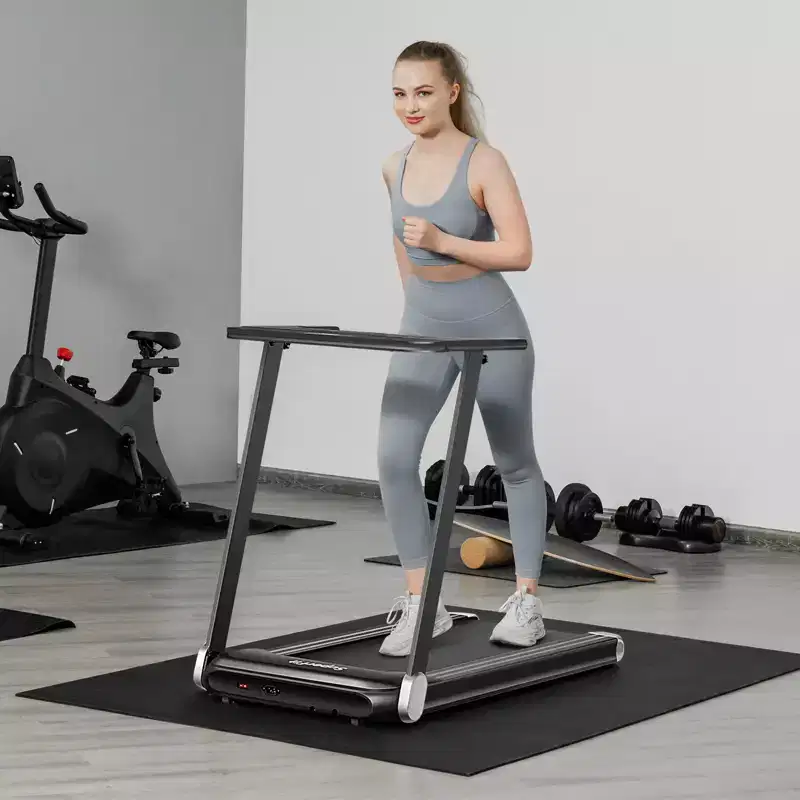 Gymax Foldable Treadmill for Home Compact Walking Running Machine with APP Control Bluetooth LED Display and Device Holder Electric Treadmill