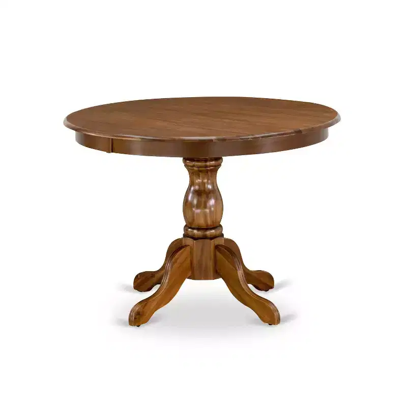 3-Piece Antique Walnut Finish Solid Wood Top-Round Dining Room Set-Seats 4