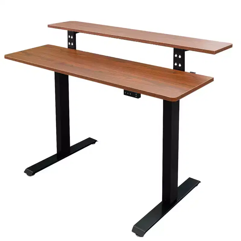 Stand Up Desk Store Programmable Electric Two-Tier Compact Standing Desk (White Frame/Birch Desktop, 48 Wide)