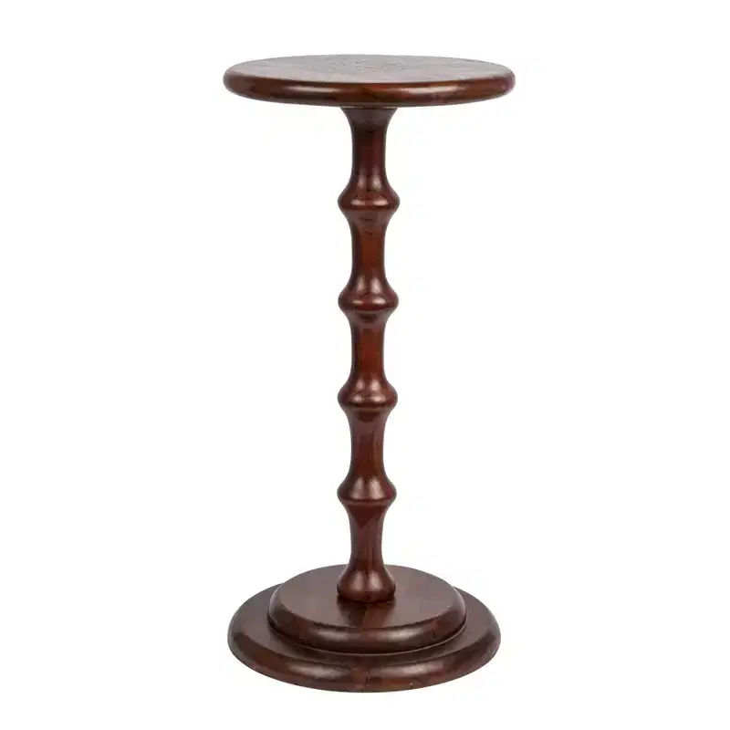 Storied Home Ergo Pedestal Cocktail Side Accent Table Dark Chestnut: Acacia Wood, 25" High, Round Base