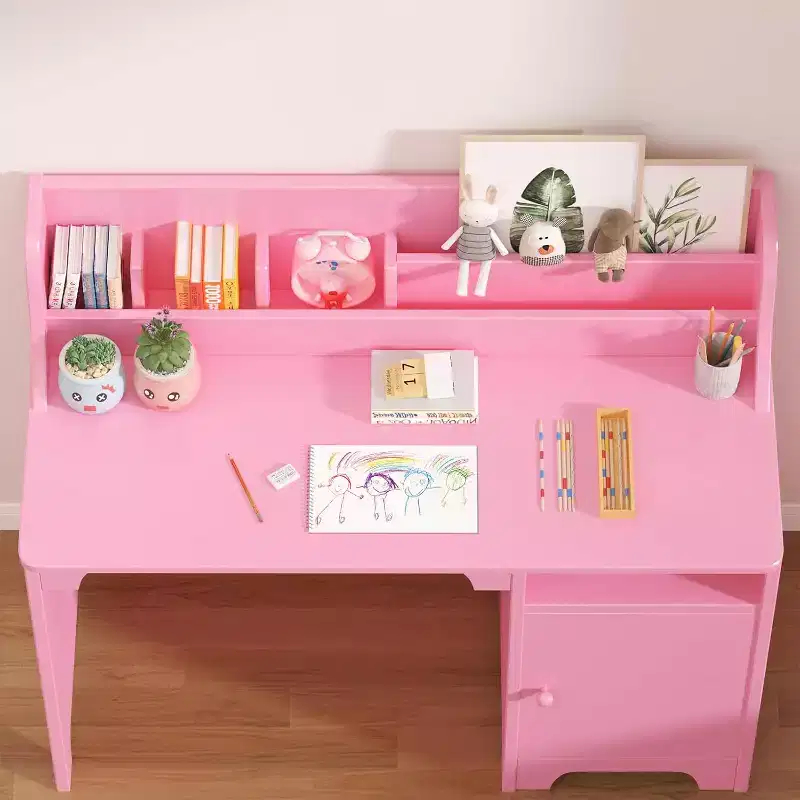 Garvee Kids Desk with Chair,Study Desk with Hutch, Storage Cabinet, Wooden Children Table for Bedroom & Study Room