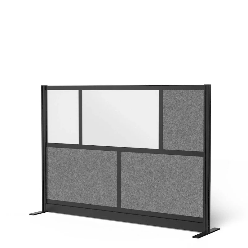 Modular Wall Room Divider System - Black Frame - 70 x 48 Starter Wall with Whiteboard