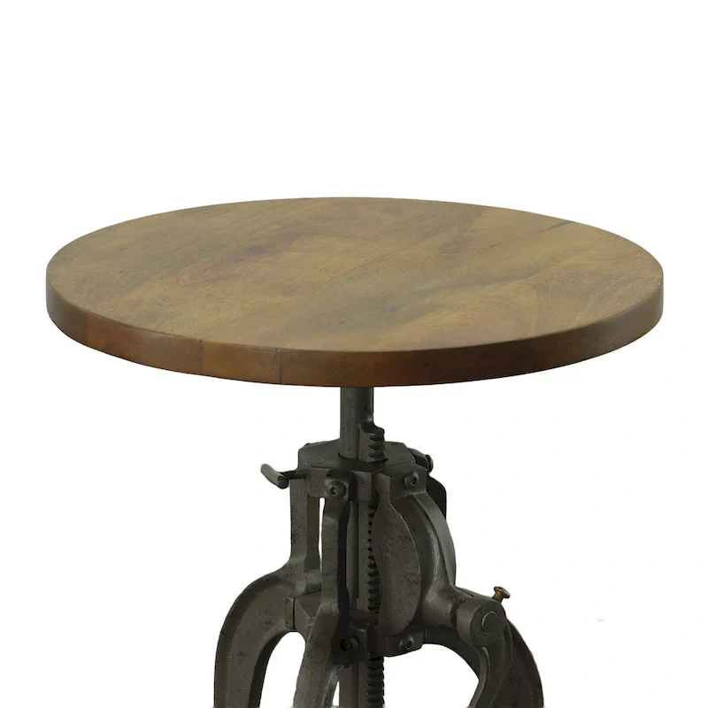 Regan Adjustable Accent Table - Chestnut Top - Black Base